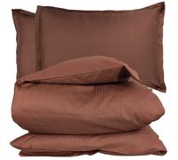 Parure 260x240 cm 50x70 cm satin GRAND HÔTEL 3 pièces marron cuir