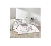 Douceur d'Intérieur Parure de lit 3 pièces Namaste Rose 100% coton imprimé 42 fils 200 x 200 cm