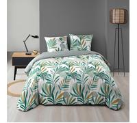 Douceur d'Intérieur – Parure de lit 3 pièces Louna – Microfibre imprimée 240 x 220 cm Vert