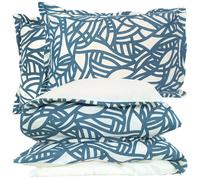 Parure 300x240 cm 50x70 cm 100% coton SERENA Bleu beige 3 pièces