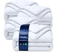 Parure 4 pièces avec couette blanche microfibre 135 x 200 cm, toute l’année, pour 1 ou 2 personnes, deuxième choix