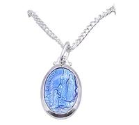 Parure Apparition Lourdes - Made in Lourdes (argentée et émail bleu)