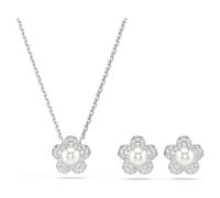Parure Ariana Grande x Swarovski, Perle de cristal, Taille ronde, Fleur, Blanc, Métal rhodié OS