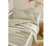 VERTBAUDET Parure bébé Housse de Couette + taie d'oreiller Unie en Gaze de Coton Bio* Vert Sauge 100X120 40X60