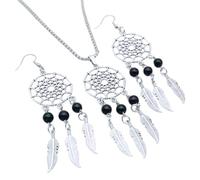 Parure Bijoux Attrape Rêve Nera Collier et Boucles d'Oreille en Argent