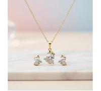 Parure Bijoux - Enfant - Dauphin - Coeur - Zircons - Plaqué Or Jaune 750/1000 - 3 Microns - Forçat 45 cm