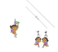 Parure Bijoux - Enfant - Dora L'Exploratrice - Argent 925/1000 - Massif - Émail - Multicolore - 4 Pièces