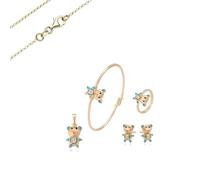 Parure Bijoux - Enfant - Ourson - Plaqué Or Jaune 750/1000 - 3 Microns - Coffret 5 Pièces
