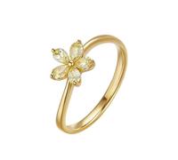 Parure Bijoux Fantaisie Bague Or 14 Carats Femme Au585 Fleur avec Diamant de 0,38 CT Taille Solide Non Plaqué Mise à Niveau 3.0 pour Mesdames Anniversaire Bijoux