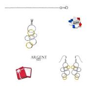 Parure Bijoux - Femme - Chute - Cercle - Argent Massif 925/1000 - Bijou de Créateur Français - 4 Pièces