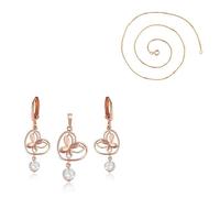 Parure Bijoux - Femme - Coeur - Papillon - Cristal - Blanc - Plaqué Or Rose 750/1000 - 3 Microns - 4 Pièces