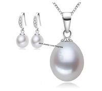 Parure Bijoux - Femme - Collier 45 cm - Boucles d'Oreilles Pendantes - Perle de Culture - Eau Douce - Argent 925/1000