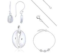 Parure Bijoux - Femme - Coquillage - Cauri - Argent 925/1000 - Massif - Parure 5 Pièces
