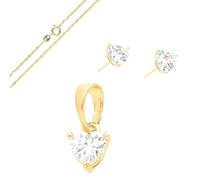 Parure Bijoux - Femme/Enfant - Coeur - Cristal - Blanc - Plaqué Or Jaune 750/1000 - 3 Microns - 4 Pièces