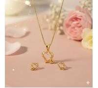 Parure Bijoux - Femme/Enfant - Coeur - évidé - Plaqué Or Jaune 750/1000 - 3 Microns - Bijou de Créateur Français