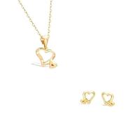Parure Bijoux - Femme/Enfant - Double - Coeur - évidé - Plaqué Or Jaune 750/1000 - 3 Microns - Bijou de Créateur Français