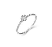 Parure Bijoux Femme Engagement Ring Diamond Or Blanc 18 Carats Flocon de Neige Simple en Forme de Cœur avec Diamant Rond de 0,2 CT Taille Mise à Niveau 3.0 pour Épouse Action de Grâces Bijoux