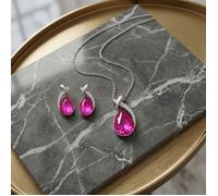 Parure Bijoux - Goutte - Éclat Impérial - Cristal - Rose - Plaqué Or Blanc - Femme