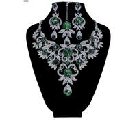 Parure bijoux indiens argente Vert collier mariage tikka bollywood bindi indienne sari