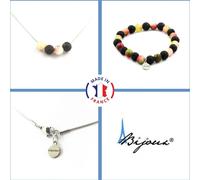 Parure Bracelet Collier Perles de pastèque-tourmaline + Chaîne en acier inoxydable Lava 8 mm