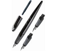 Parure Calligraphie : Stylo Plume Ergonomique Corps Noir - 3 Plumes Différentes.