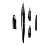 Parure Calligraphie : Stylo Plume Ergonomique Corps Noir - 3 Plumes Différentes.