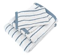 Parure de bain 4 pièces collection PURE LIGHT motif rayures pur coton bleu