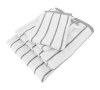 Parure de bain 4 pièces collection PURE LIGHT motif rayures pur coton gris