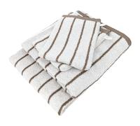 Parure de bain 4 pièces collection PURE LIGHT motif rayures pur coton marron