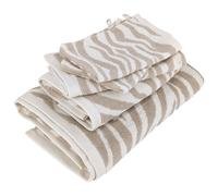 Parure de bain 4 pièces ZEBRA SOFT motif zèbre pur coton beige