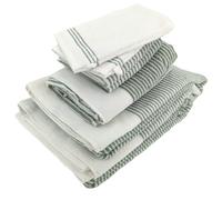 Parure de bain 7 pièces collection HORIZON pur coton à rayures vert