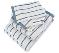 Parure de bain 7 pièces collection PURE LIGHT motif rayures pur coton bleu