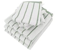 Parure de bain 7 pièces collection PURE LIGHT motif rayures pur coton vert