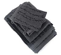 Parure de bain 7 pièces OSAKA motif feuillage pur coton gris