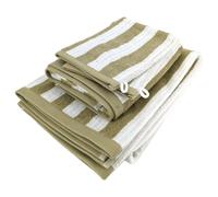 Parure de bain coton collection EFFICIENCE STRIPES 4 pièces vert olive