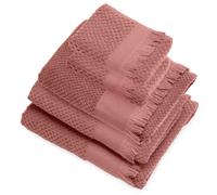 Parure de bain micro-coton TETHYS rose pêche 5 pièces