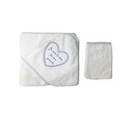 Parure de bain pour bébé blanc et bleu ciel - Je suis le rêve de mes parents