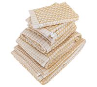 Parure de bain pur coton collection GLOW motifs quadrillés 7 pièces jaune