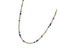 Parure de bijoux artistiques avec perles arc-en-ciel et chaînes délicates pour améliorer les styles minimalistes ou maximalistes, taille unique, Comme décrit, Comme décrit.