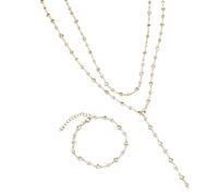 Parure de bijoux avec bracelet, collier, pendentif cœur ajouré en or avec couches - Ensemble collier à chaîne de poitrine et bracelet | Pour rencontres romantiques, bal de fin d'année, voyages et
