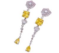 Parure de bijoux avec fausses pierres roses et jaunes - Motif floral - Gouttes allongées - Cadeau pour femme, Ring-Adjustable