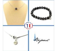 Parure de bijoux Bracelet Collier 1 perle de labradorite 8 mm Chaîne en acier inoxydable