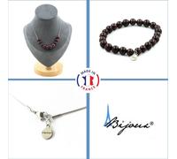 Parure de bijoux Bracelet Collier 10 perles de grenat 8 mm Chaîne en acier inoxydable