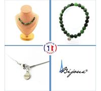 Parure de bijoux Bracelet Collier 20 perles d'épidote australienne 8 mm Chaîne en acier inoxydable