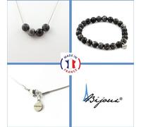 Parure de bijoux Bracelet Collier 4 perles de labradorite 8 mm Chaîne en acier inoxydable