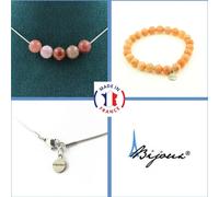 Parure de bijoux Bracelet Collier 5 perles africaines en pierre de soleil qualité 7A 8 mm Chaîne en acier inoxydable
