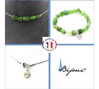 Parure de bijoux Bracelet Collier 5 perles de jade néphrite de Sibérie (Russie) Chaîne en acier inoxydable