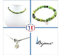 Parure de bijoux, bracelet, collier, perles de jade néphrite de Xiuyan Chine, chaîne en acier inoxydable