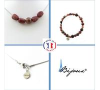 Parure de bijoux Bracelet Collier Perles de rubis brésiliennes + Rubis Mogok, Birmanie, Myanmar 8 mm Chaîne en acier inoxydable