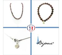 Parure de bijoux Bracelet Collier Perles de rubis de Mogok, Birmanie, Myanmar Qualité 2A 8 mm Chaîne en acier inoxydable